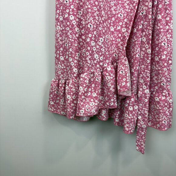 Naggoo Women's Summer Wrap Dresses V Neck Polka Dot Print Ruffle Short Sleeve - Picture 2 of 8